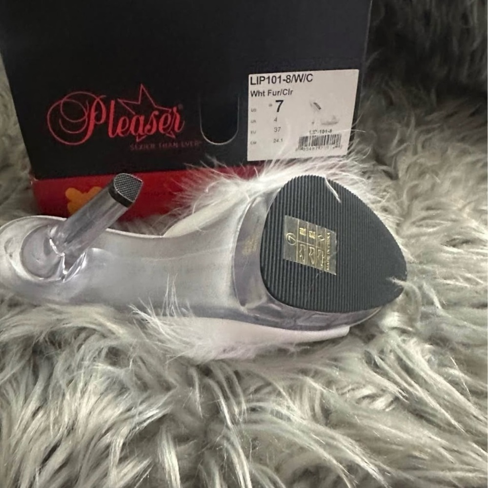 Pleaser Clear and White Heels